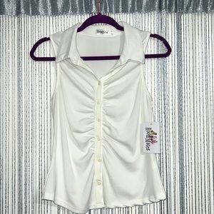 New with tags white ribbed button up collared shirt size XL